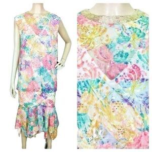 Vintage Judith Ann Creations Fully Beaded Lace Drop Waist Flapper Dress